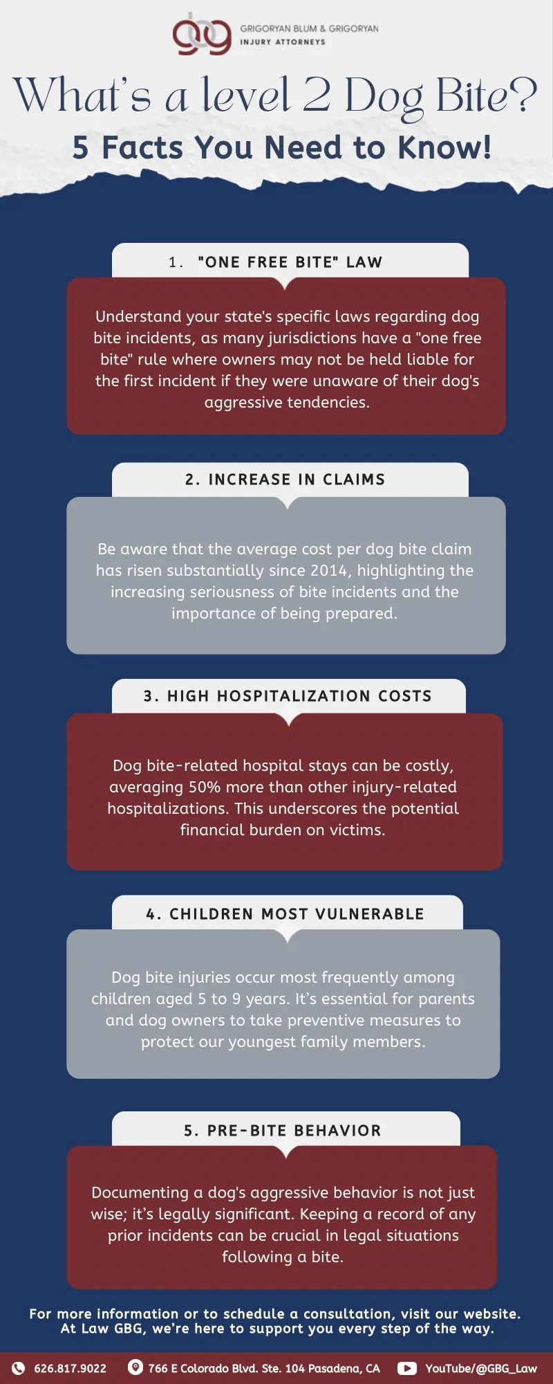 red and blue infographic about level 2 dog bites